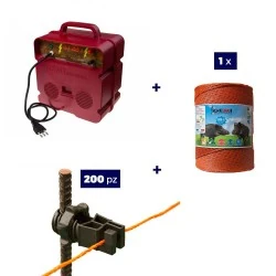 Cerca elétrica Kit completo para javalis com energizador de 220V e 1000m de fio de 6mm² para cerca elétrica.