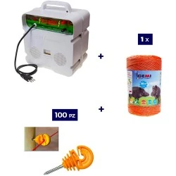 Cerca elétrica Kit completo para javalis com energizador de 220V, 500m de fio de 6mm² e isoladores para postes de madeira.