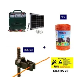 Cerca elétrica Kit completo com painel solar: energizador de 12V e 500m de fio de 6mm² para cerca elétrica.