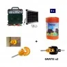 Cerca elétrica Kit completo com painel solar: energizador de 12V e 500m de fio de 6mm² para cerca elétrica de madeira.
