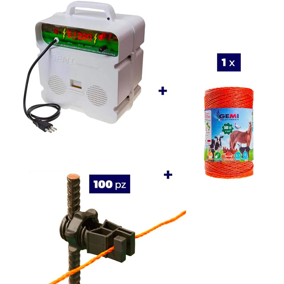 Cerca elétrica Kit completo para gado com energizador de 220V e 500m de fio de 4mm² para cerca elétrica.