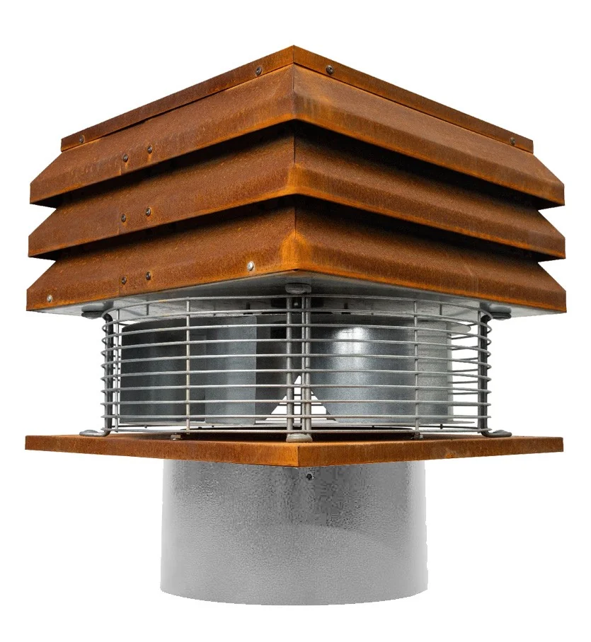 Extrator de fumo profissional corten redondo para chaminé