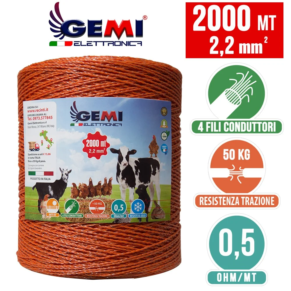 Fio 2000 m 2,2 mm² para vedação eléctrica