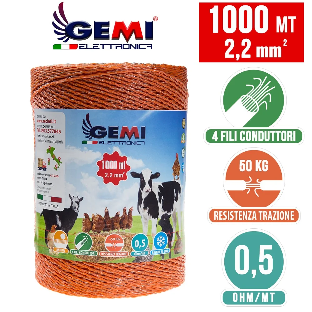 Fio 1000 m 2,2 mm² para vedação eléctrica
