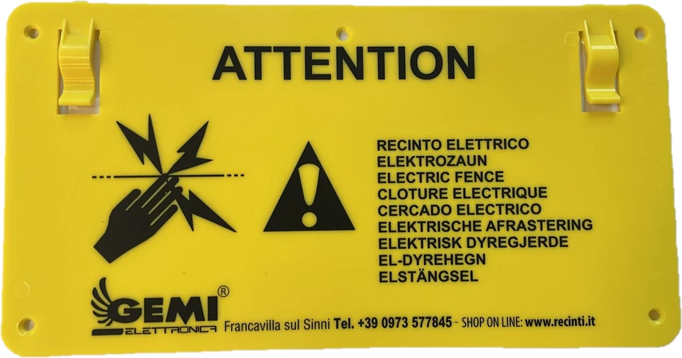 Placa de aviso em plástico para vedação eléctrica
